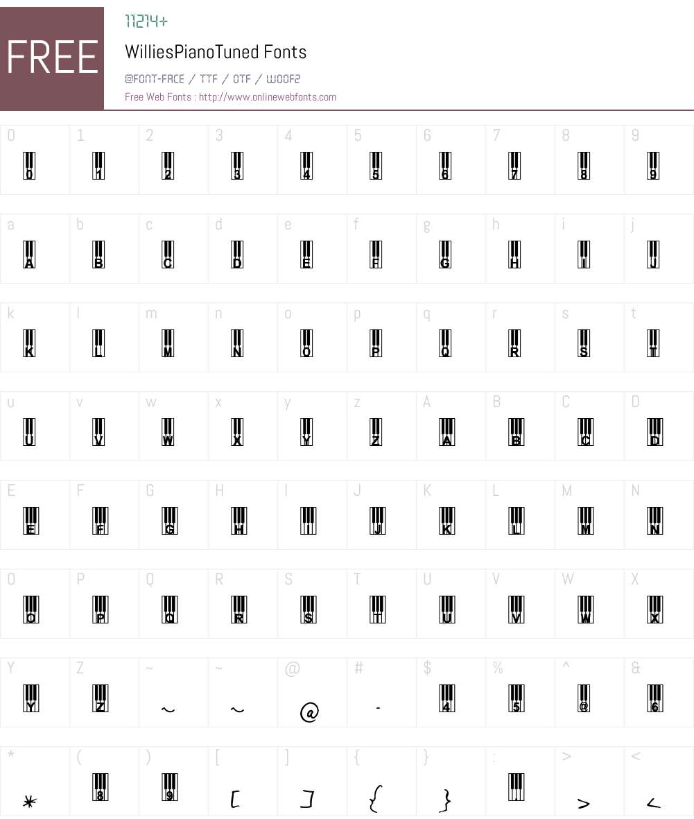 WilliesPianoTuned Font Screenshots