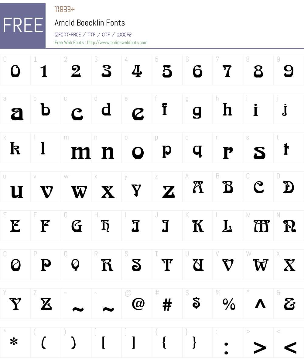 Arnold Boecklin Font Screenshots