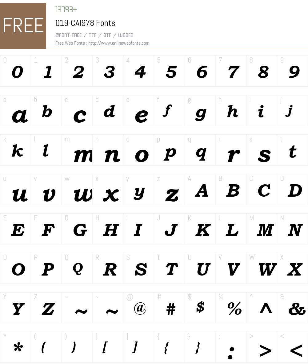 019-CAI978 Font Screenshots
