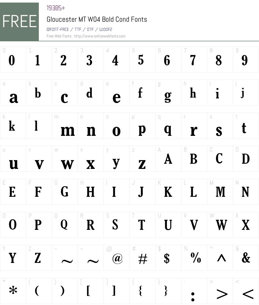 Gloucester Font Screenshots