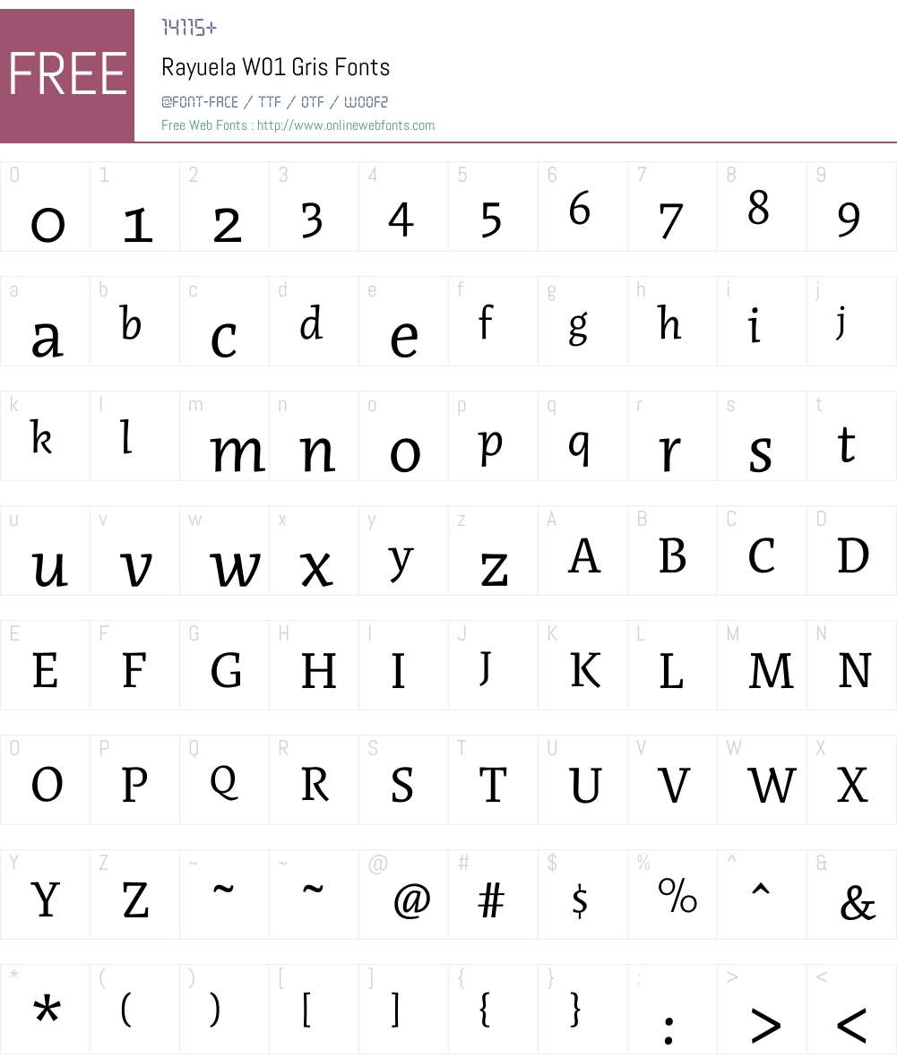 RayuelaW01-Gris Font Screenshots
