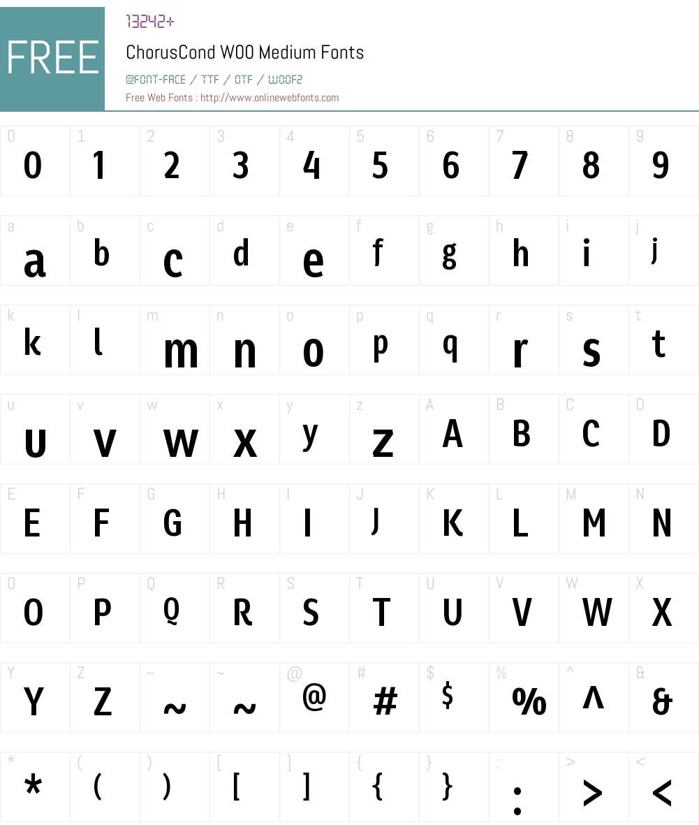 ChorusCondW00-Medium Font Screenshots