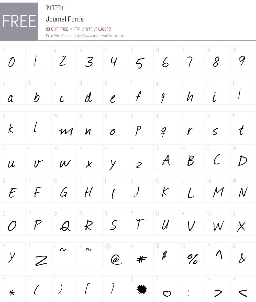 Journal Font Screenshots