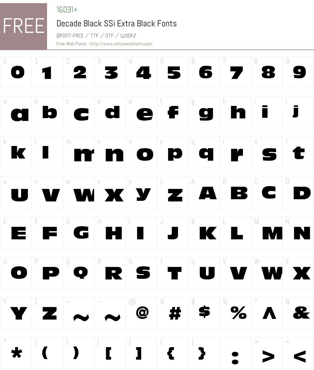 Decade Black SSi Font Screenshots