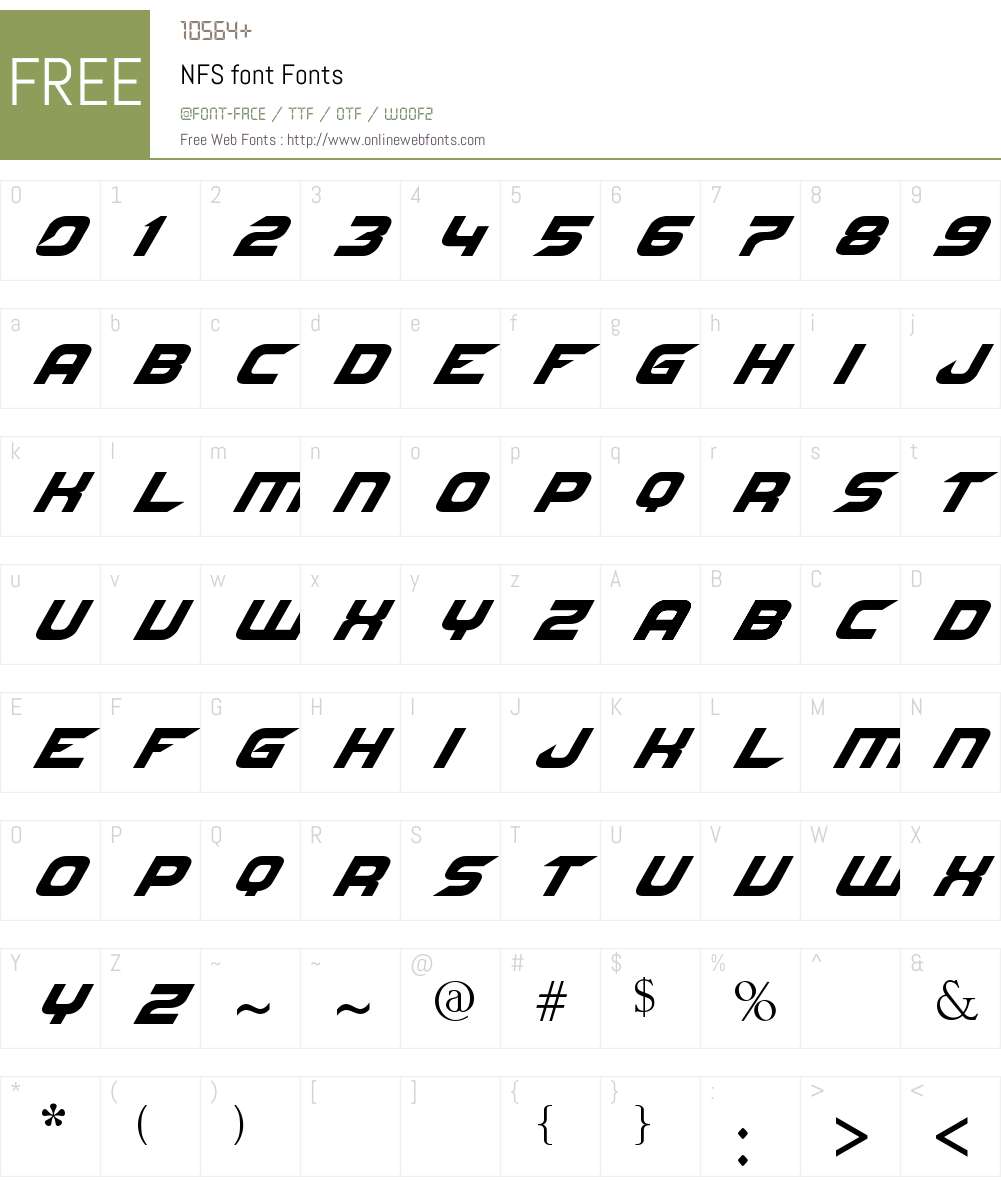 NFS font Font Screenshots