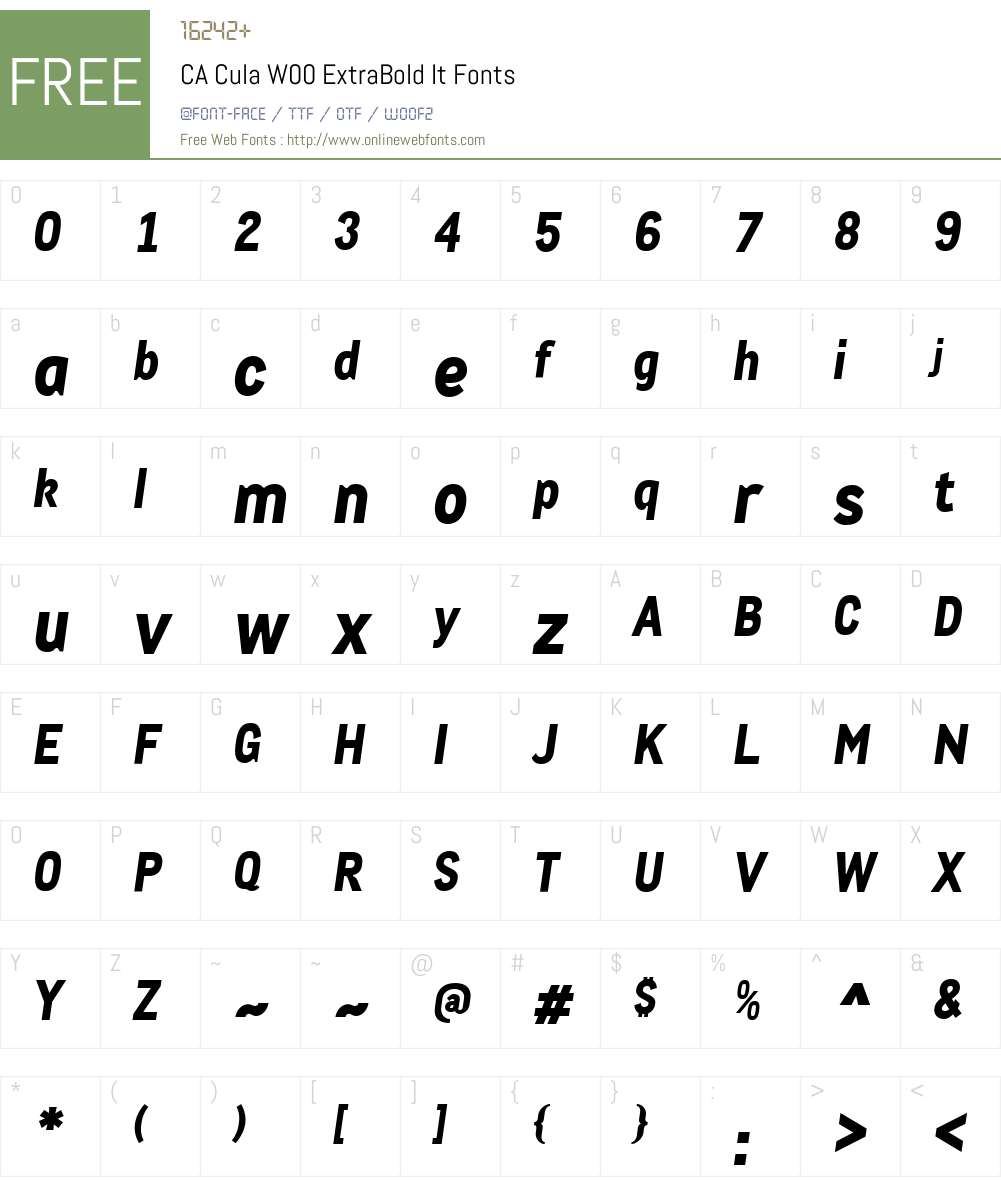CACulaW00-ExtraBoldIt Font Screenshots