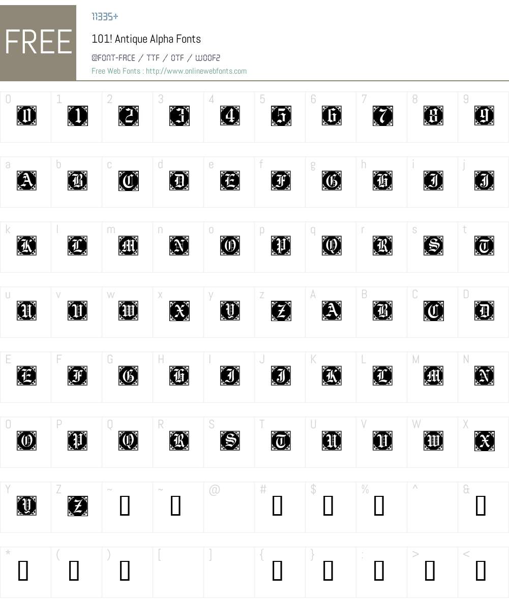 101! Antique Alpha Font Screenshots