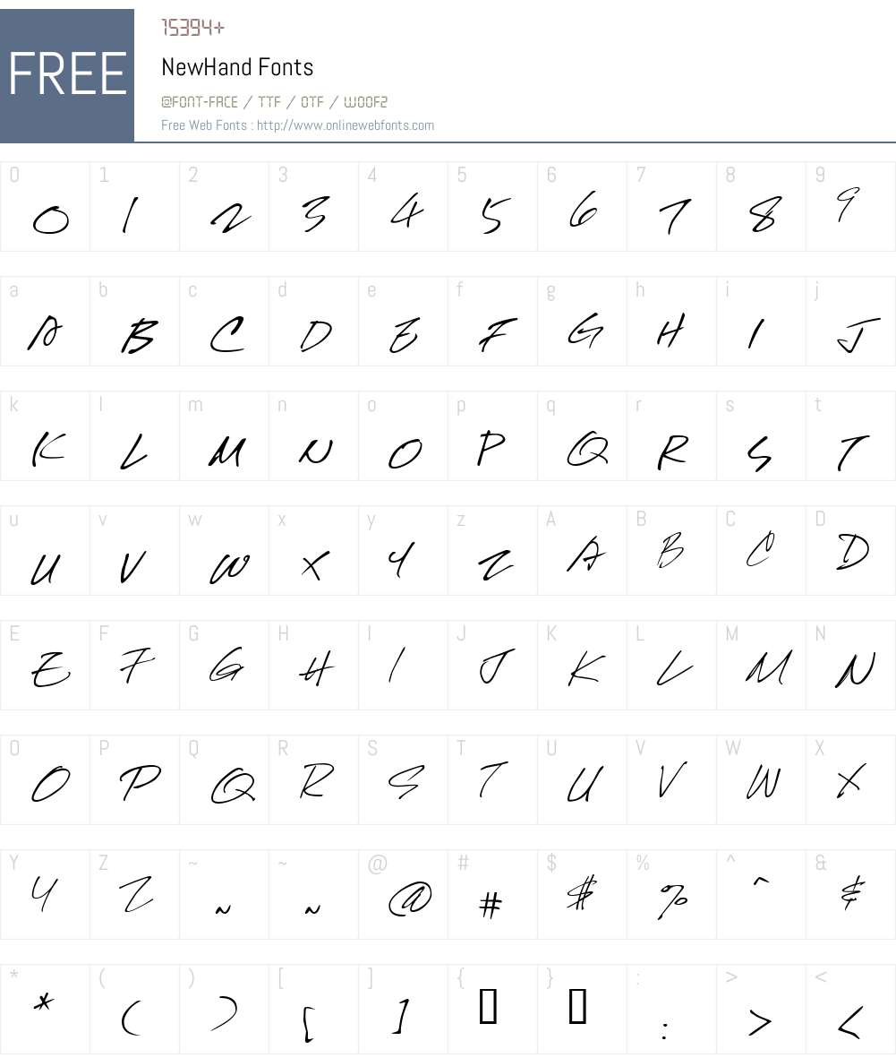 NewHand Font Screenshots