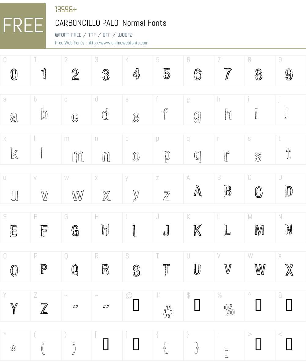 CARBONCILLO PALO Font Screenshots