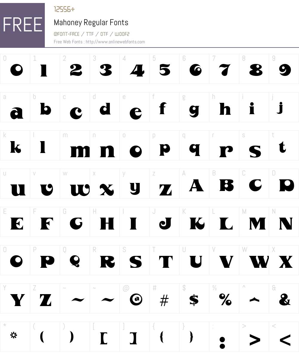 Mahoney Font Screenshots