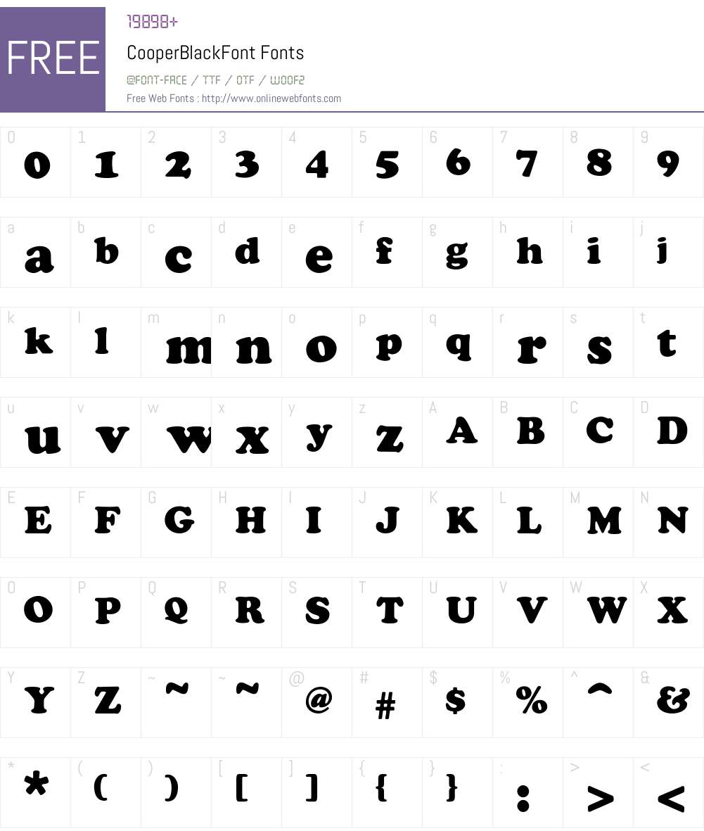 Cooper Font Screenshots