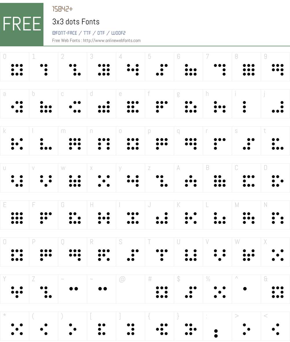 3x3 dots Font Screenshots