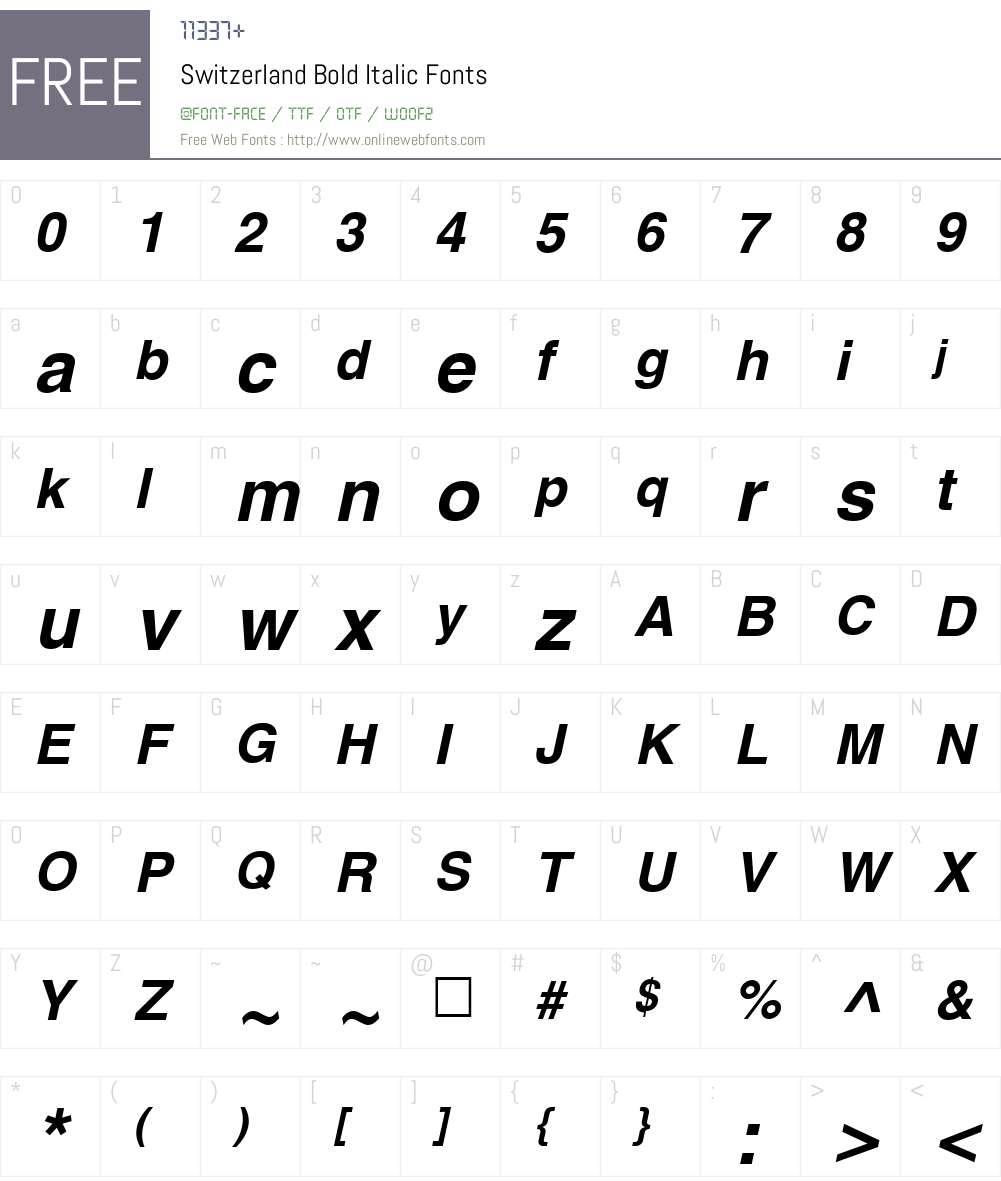 Switzerland Font Screenshots