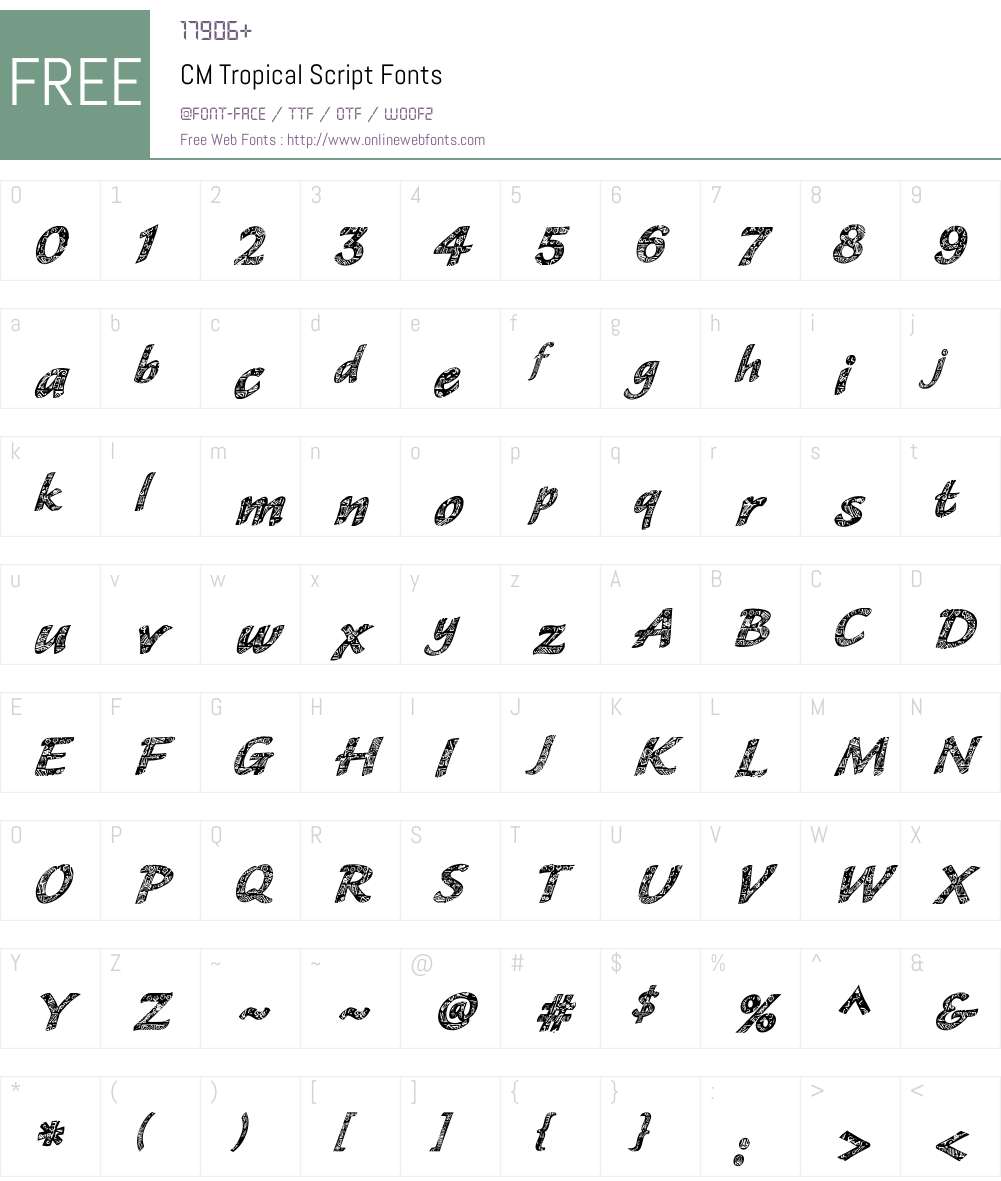 CM Tropical Script Font Screenshots