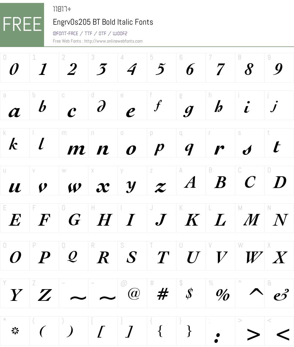 EngrvOs205 BT Font Screenshots