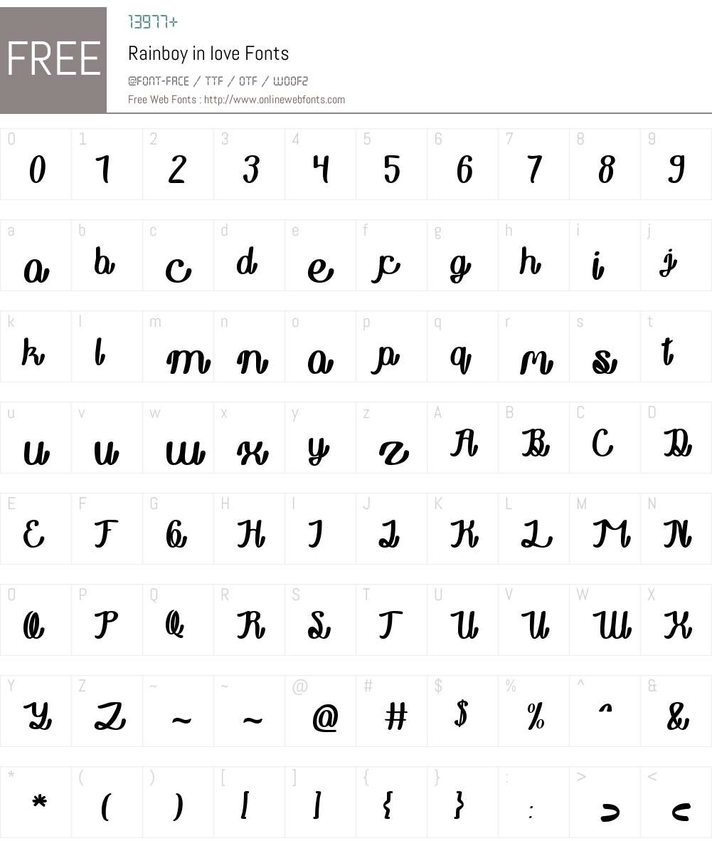 Rainboy in love Font Screenshots