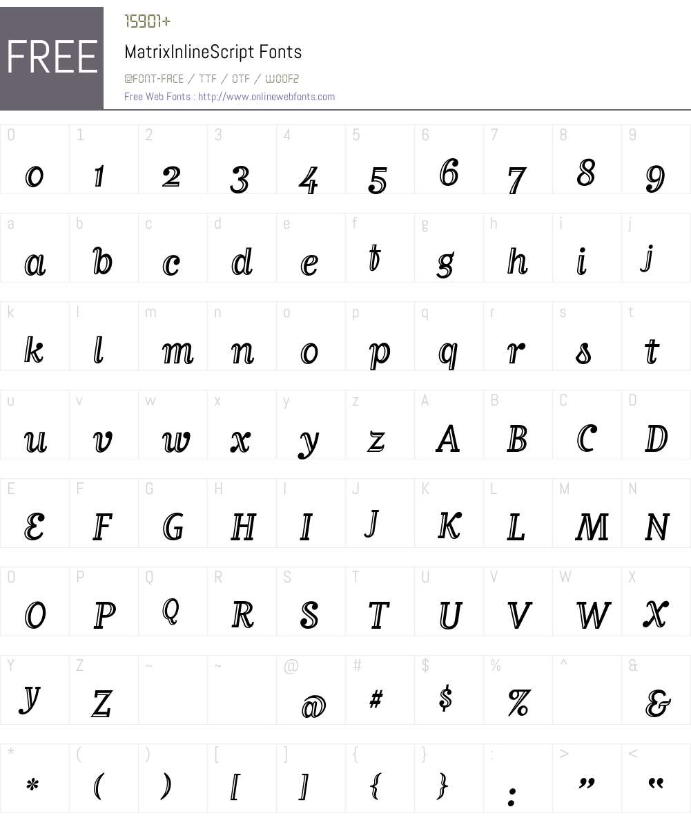 MatrixInlineScript Font Screenshots