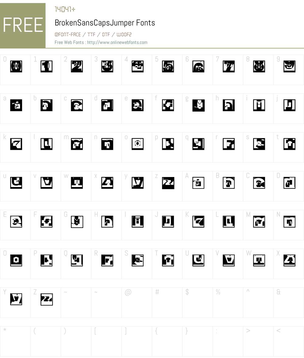BrokenSansCapsJumper Font Screenshots