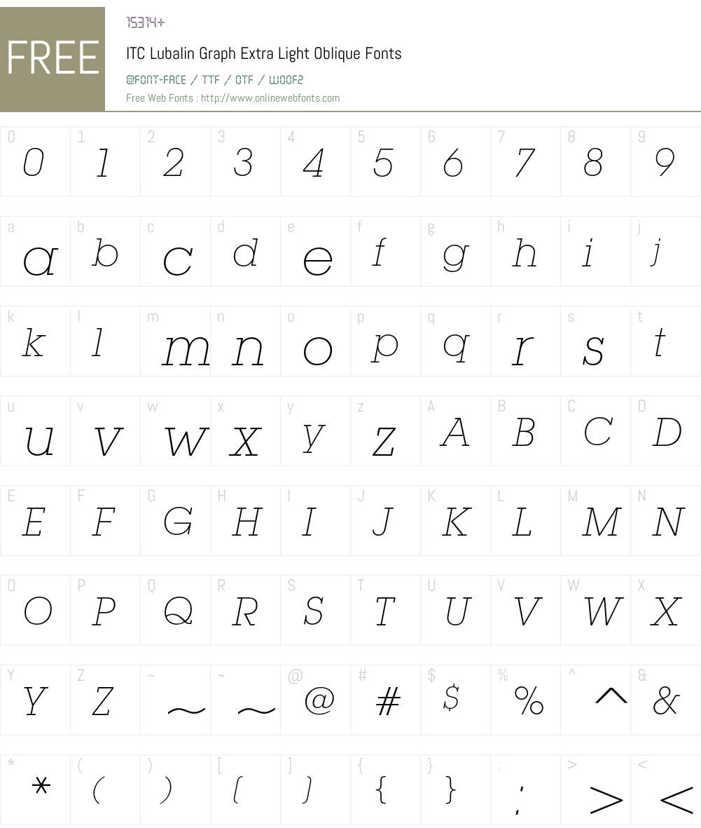 ITC Lubalin Graph Font Screenshots