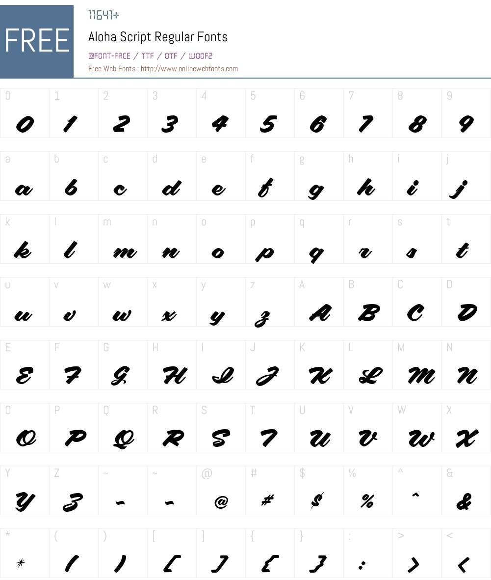 Aloha Script Font Screenshots