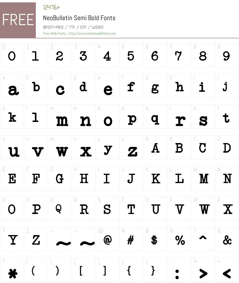NeoBulletin Semi Bold Font Screenshots