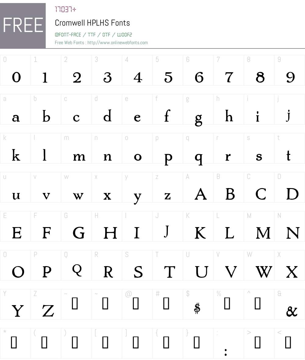 Cromwell Font Screenshots
