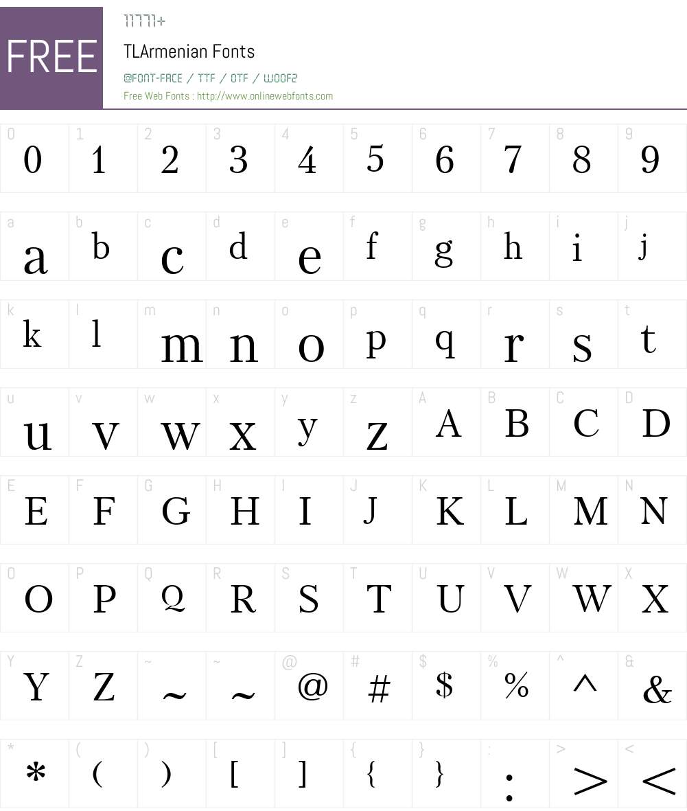 TLArmenian Font Screenshots