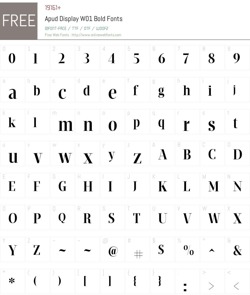ApudDisplayW01-Bold Font Screenshots