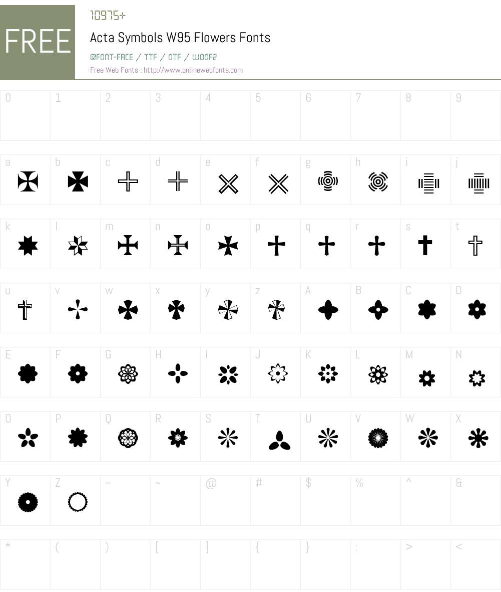ActaSymbolsW95-Flowers Font Screenshots