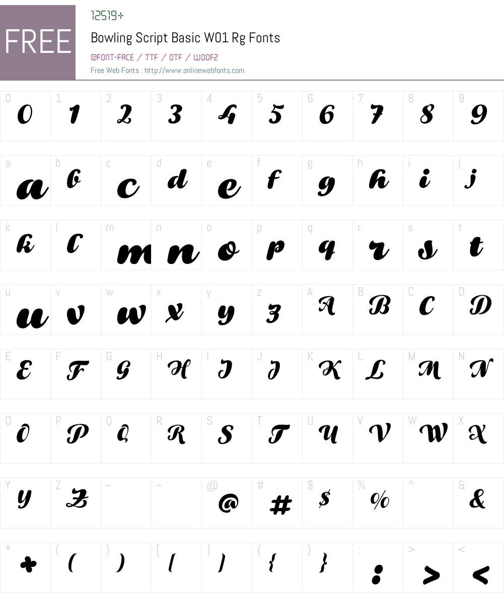 BowlingScriptBasicW01-Rg Font Screenshots