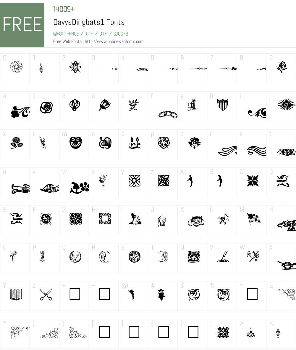 DavysDingbats1 Font Screenshots