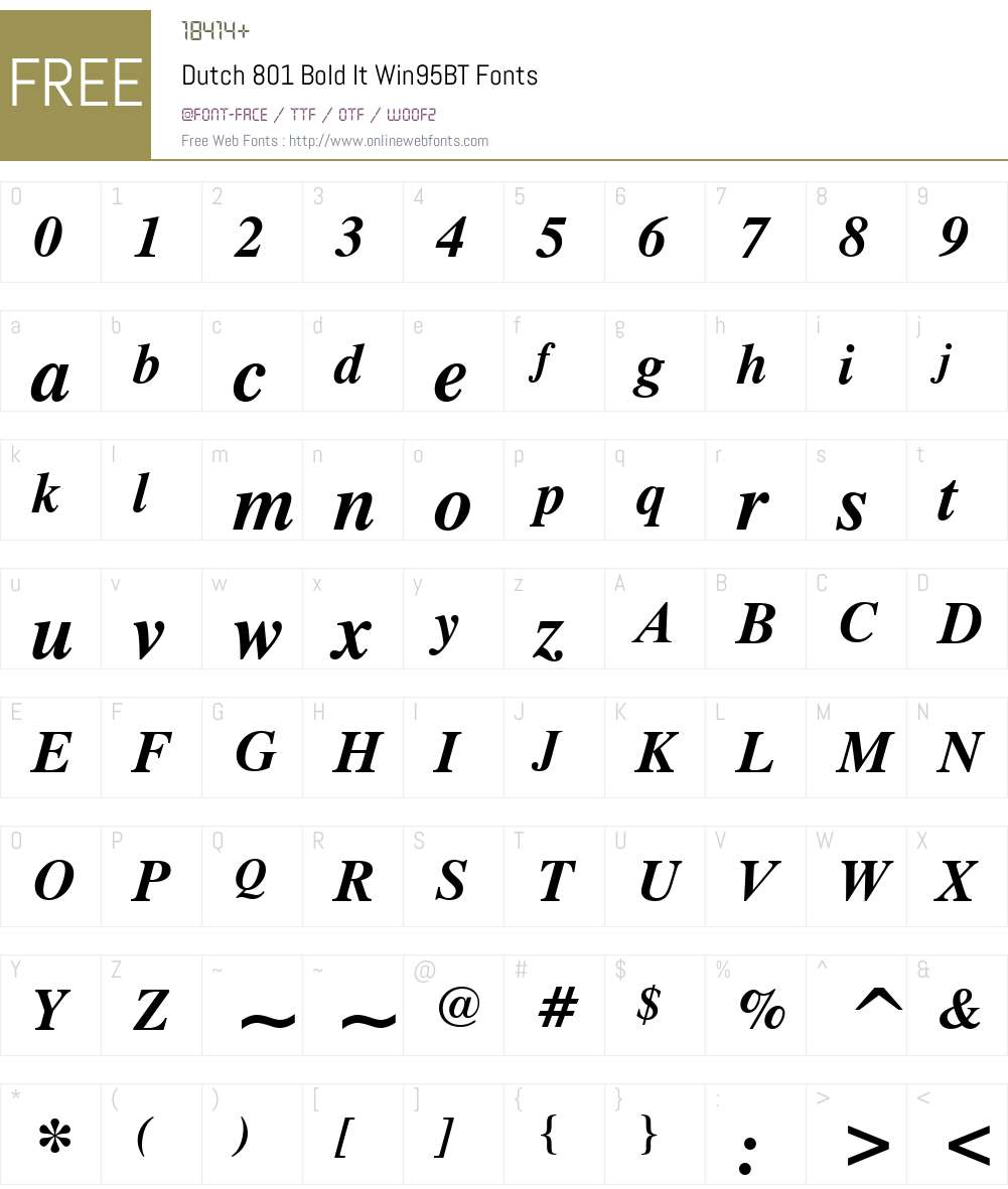 Dutch801 Rm Win95BT Font Screenshots