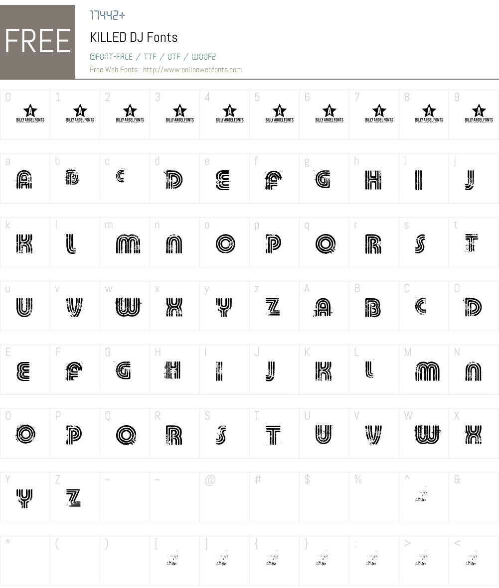 KILLED DJ Font Screenshots