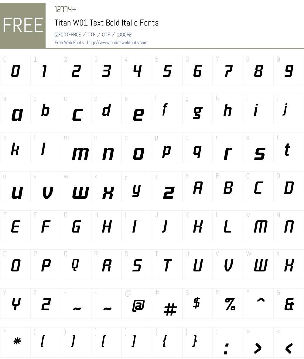 TitanW01-TextBoldItalic Font Screenshots