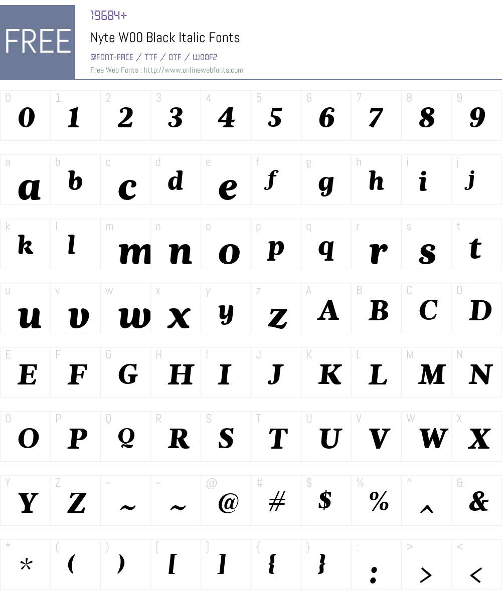 Nyte Font Screenshots