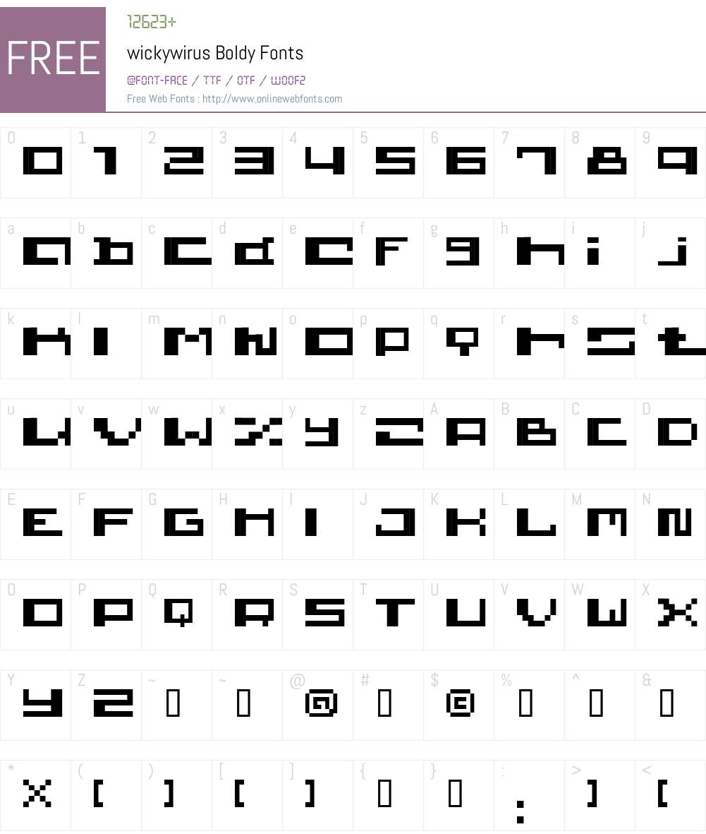 wickywirus Font Screenshots