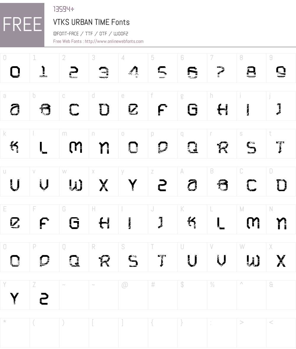 VTKS URBAN TIME Font Screenshots