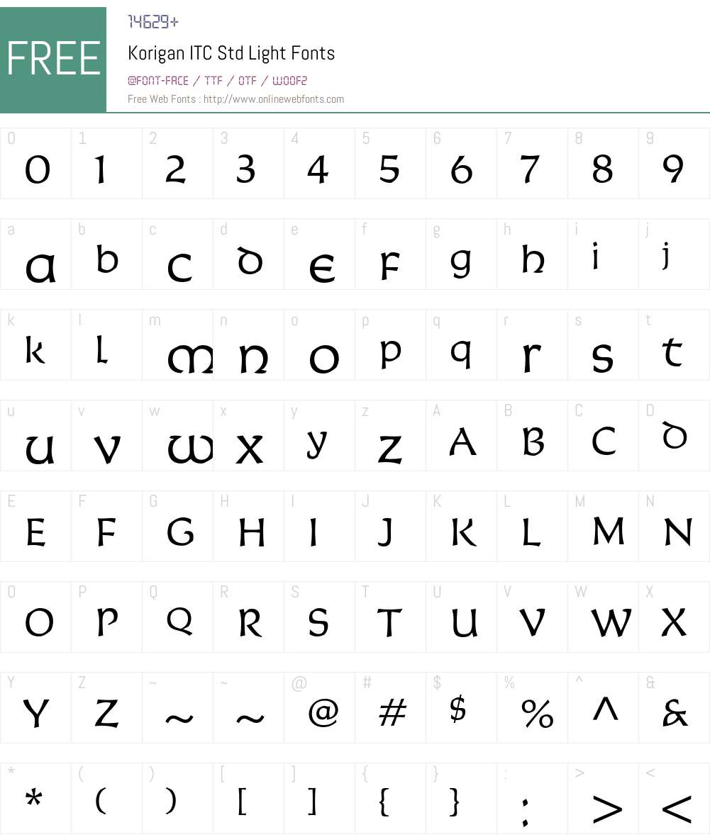 Korigan ITC Std Font Screenshots