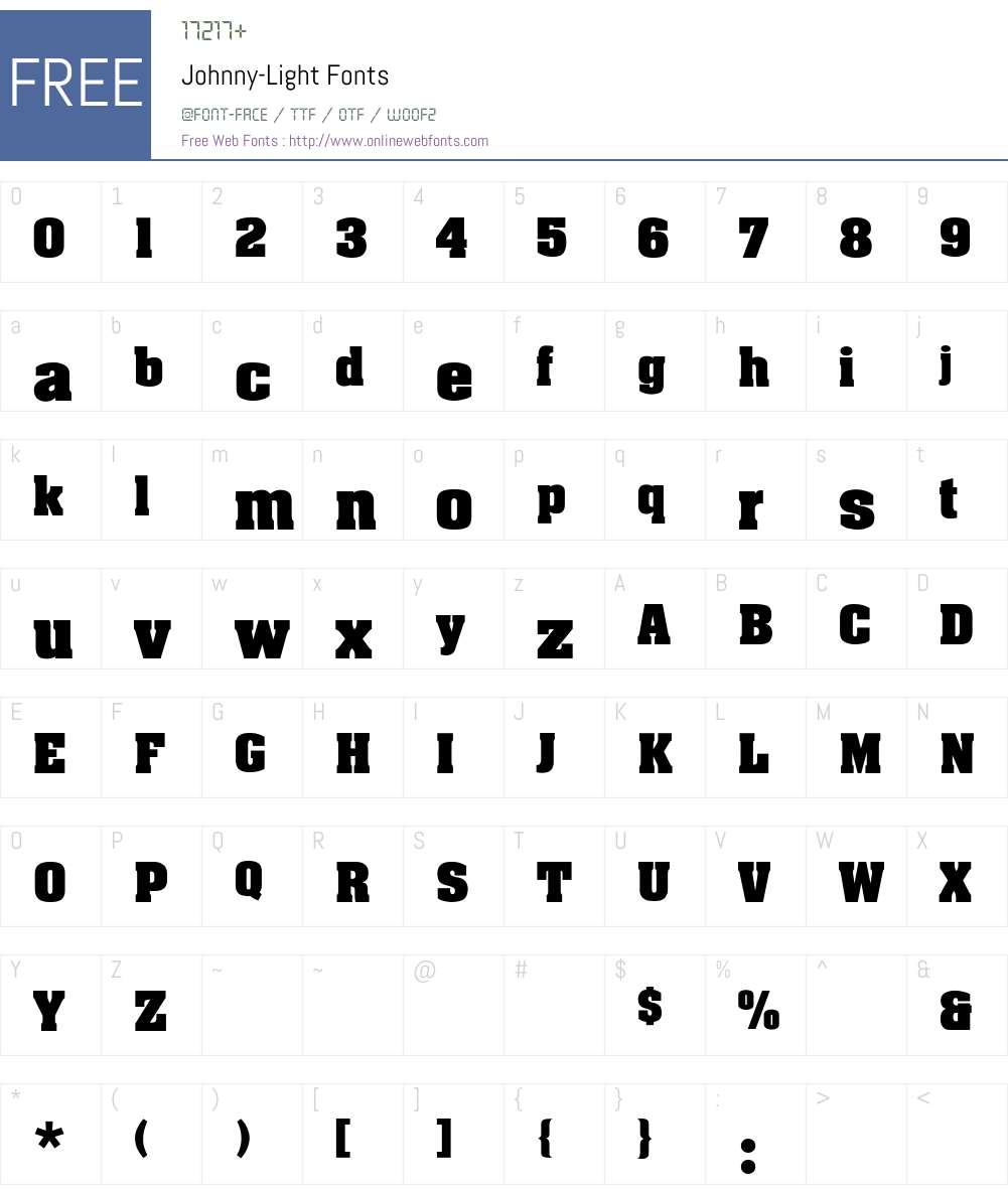 Johnny-Light Font Screenshots