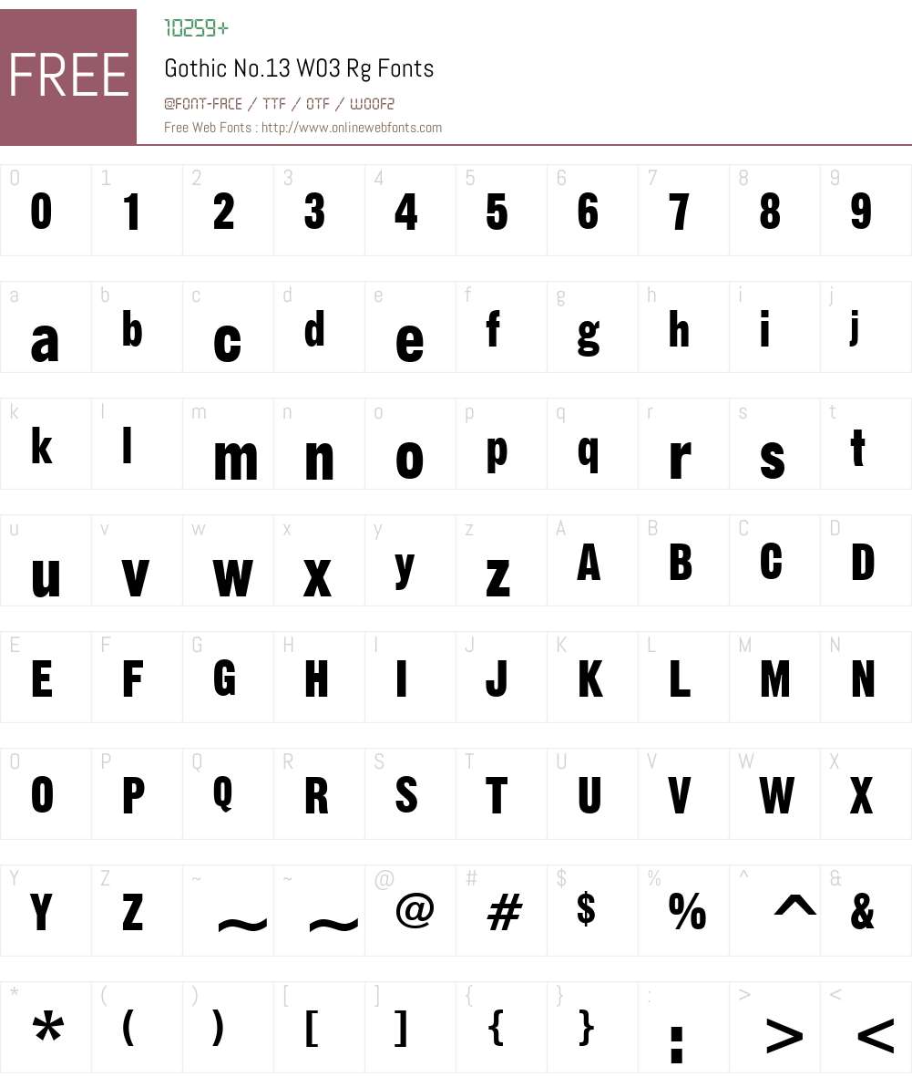 Gothic No.13 Font Screenshots
