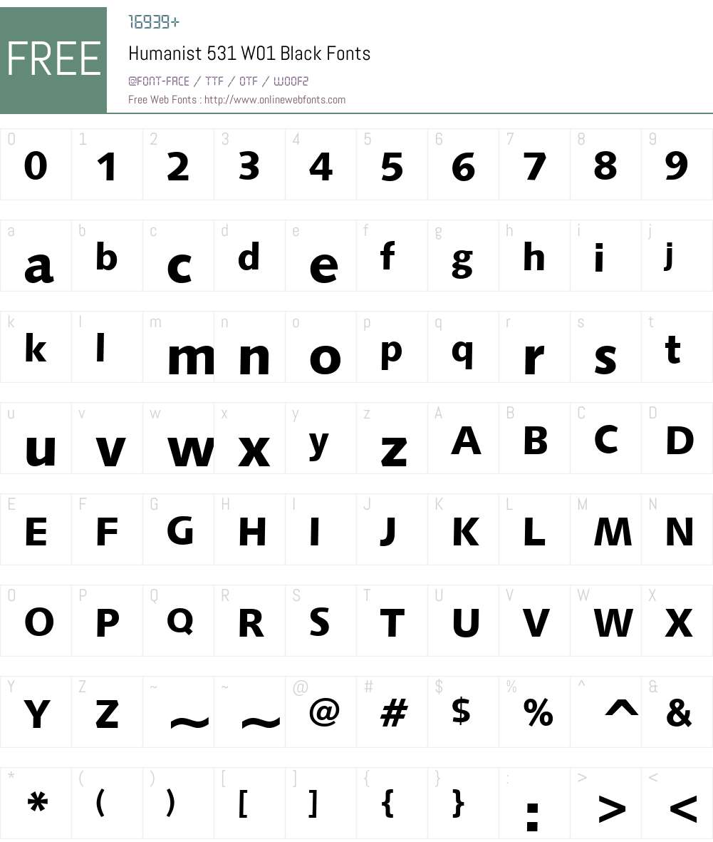 Humanist531W01-Black Font Screenshots