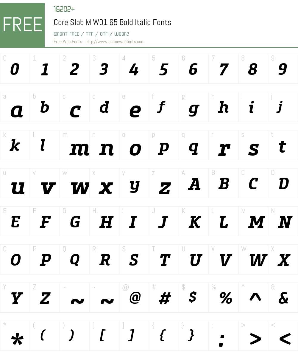 CoreSlabMW01-65BoldItalic Font Screenshots