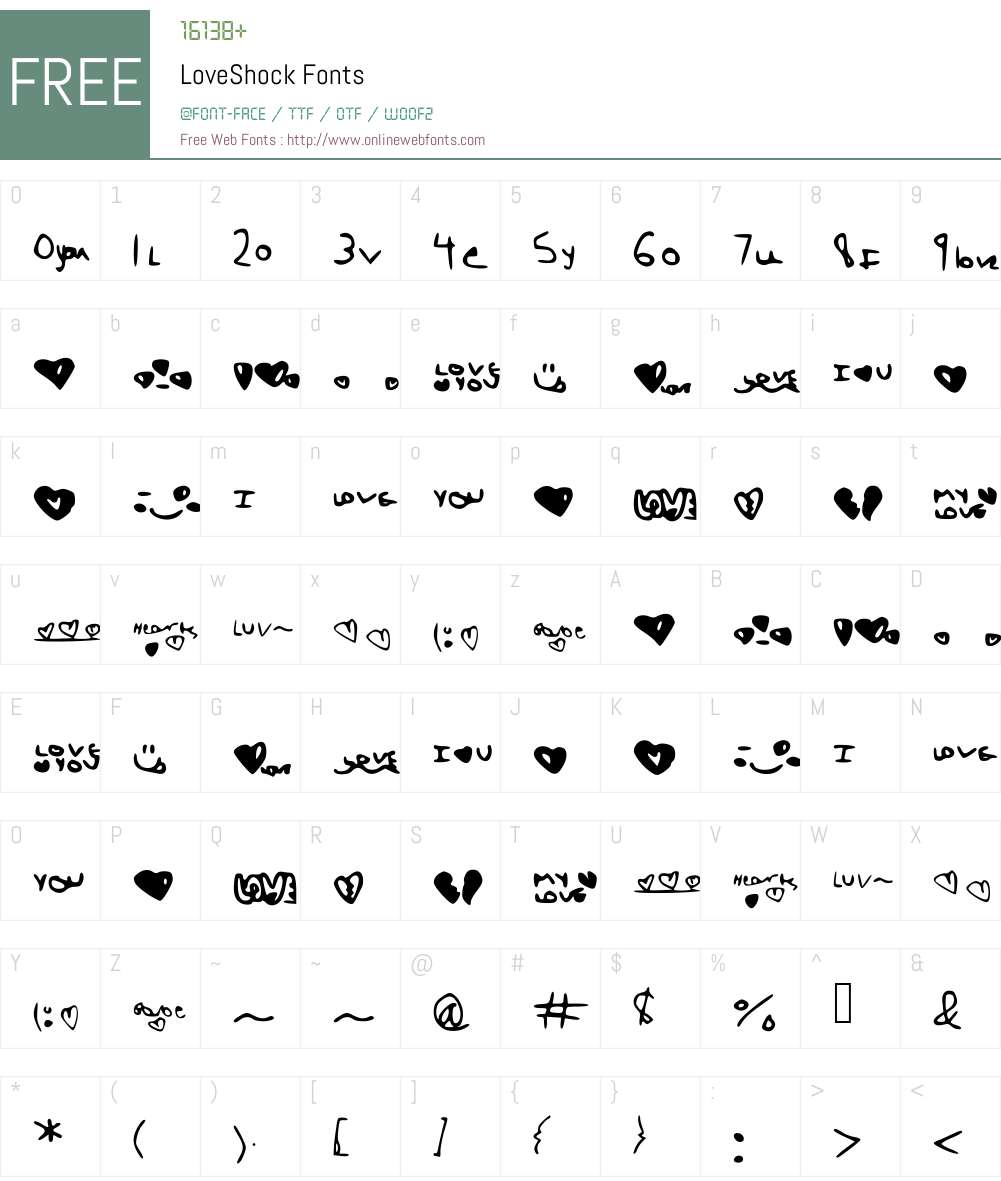 LoveShock Font Screenshots