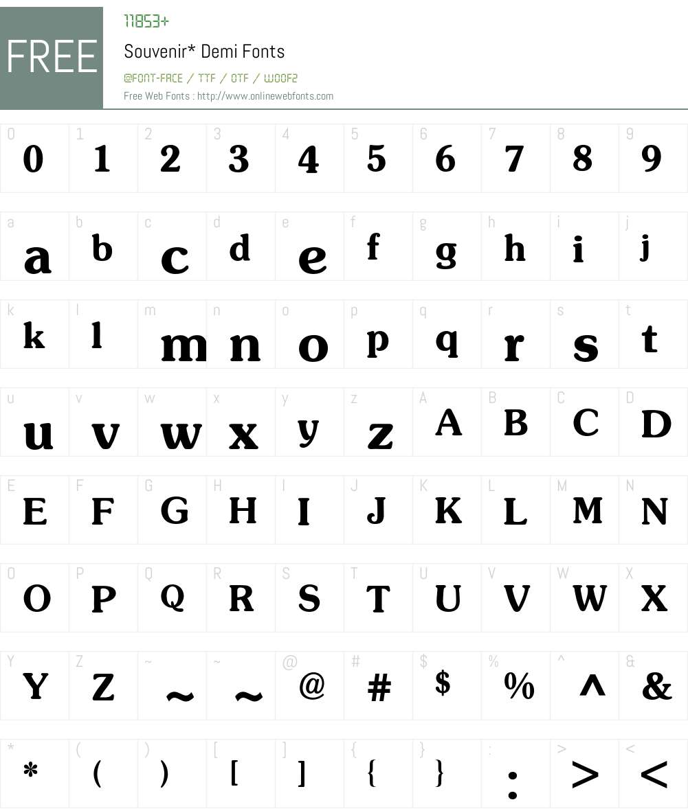 Souvenir BQ Font Screenshots
