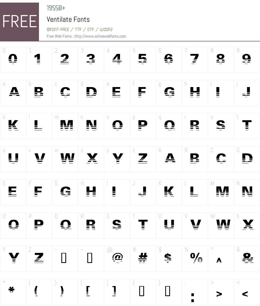 Ventilate Font Screenshots