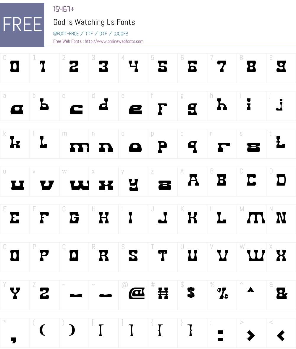God Is Watching Us Font Screenshots
