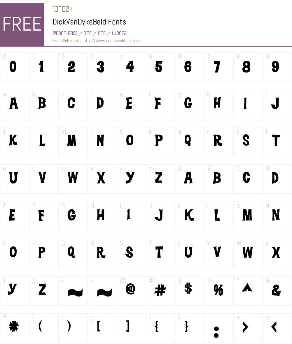 DickVanDykeBold Font Screenshots