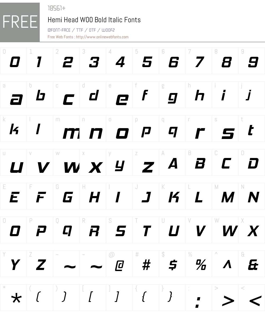 HemiHeadW00-BoldItalic Font Screenshots