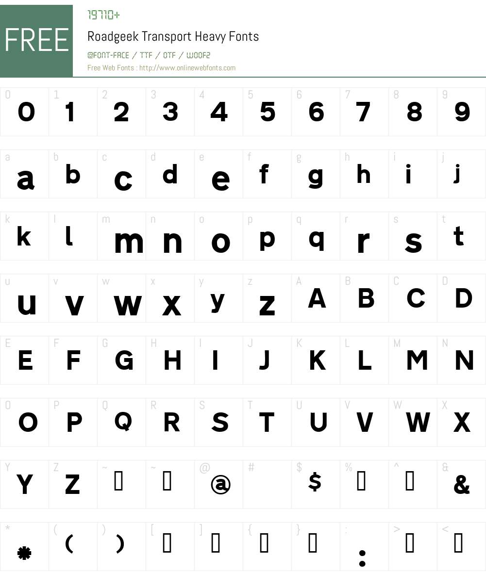 Roadgeek Transport Heavy Font Screenshots