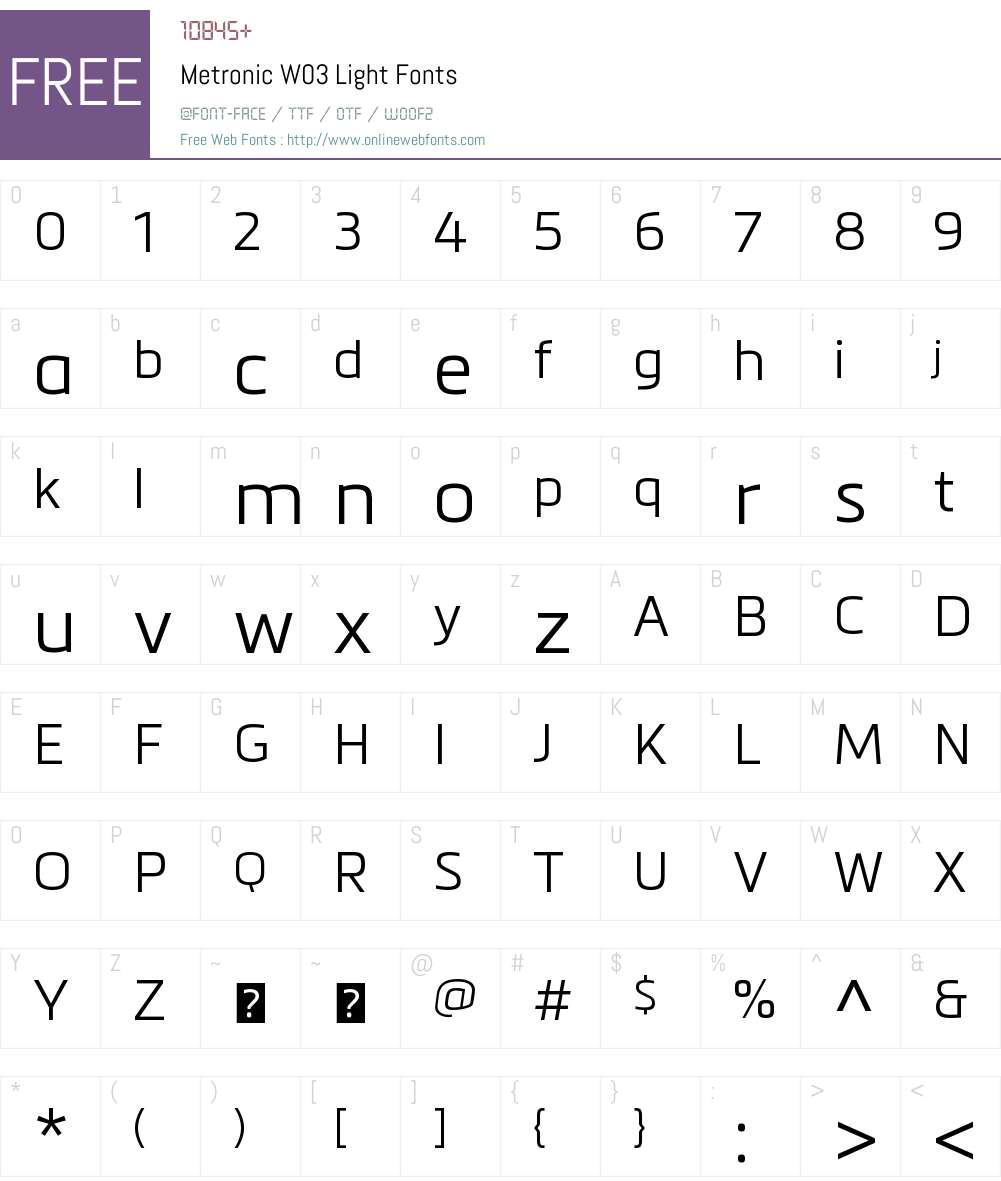 Metronic Font Screenshots